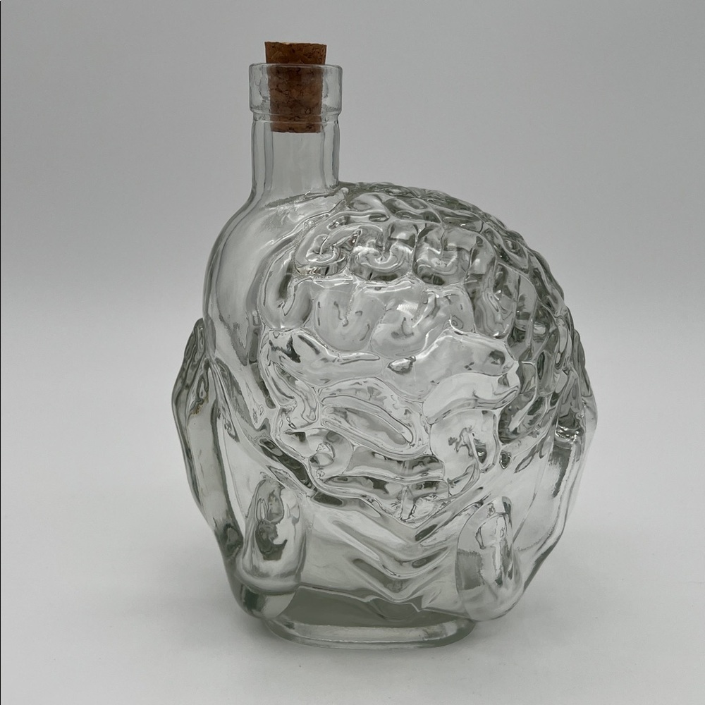 Zombie Scull Head Clear Glass Decanter Bottle with Cork by BarBuzzo 38oz - Picture 3 of 10